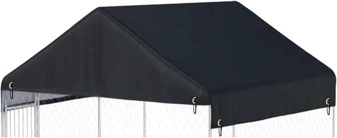 Outdoor Dog Kennel Replacement Cover, 4.2x4ft, Black | 600D Heavy Duty, Waterproof, UV Resistant, Bonded Ball Elastic Rope (Top Cover Included Only)