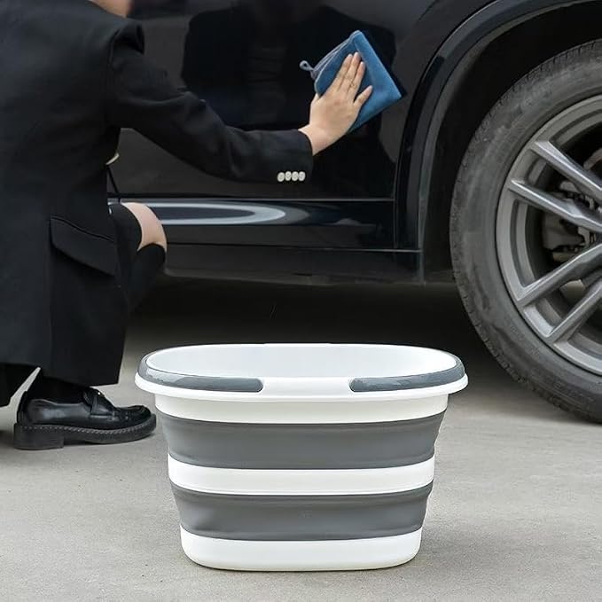 Foldable wash Basin, 16L Portable Foldable Bucket with Handle for Fashionable Camping Laundry car wash Foot Bath Fishing, Cleaning Supplies Storage Bucket Cleaning Bucket for Storage