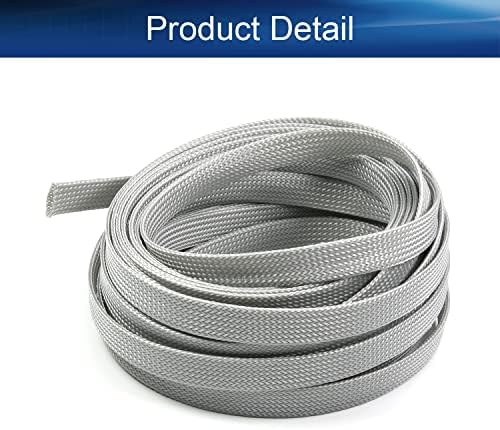 Bettomshin 1Pc 32.8Ft(10m) Cable Management Sleeve, 1/2"(12mm) Width PET Grey Cord Protector, Wire Loom Tube Insulated Split Sleeving for USB Cable Power Cord Organizer Video Cable Hider