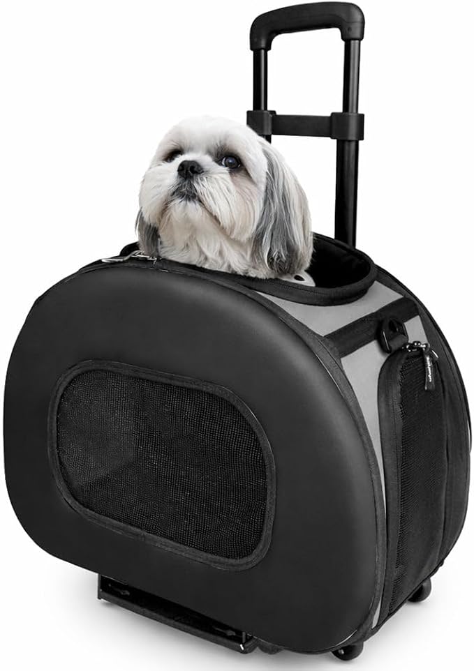 Pet Life ® 'Final Destination' Military-Grade Hardshell and Light 2-in-1 Wheeled or Carrying Travel Airline Cat and Dog Carrier Crate or Portable Pet Kennel