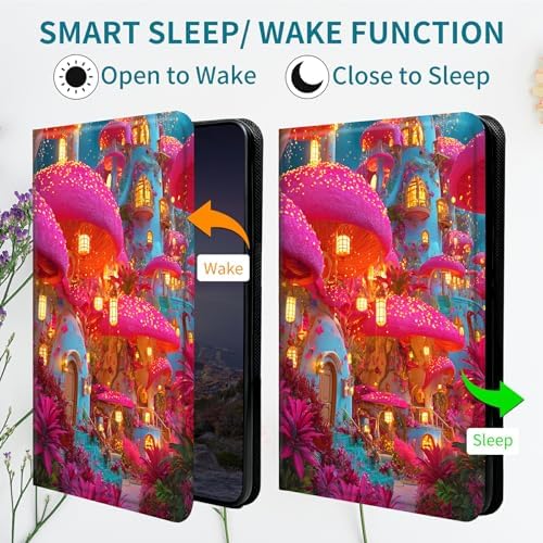 Case for Samsung Galaxy Tab A 8.0" 2019 SM-T290/T295, 360 Degree Rotating Stand with Multi-Angle Vertical & Horizontal Viewing Shockproof Shell for Women Men, Pink Mushroom Village