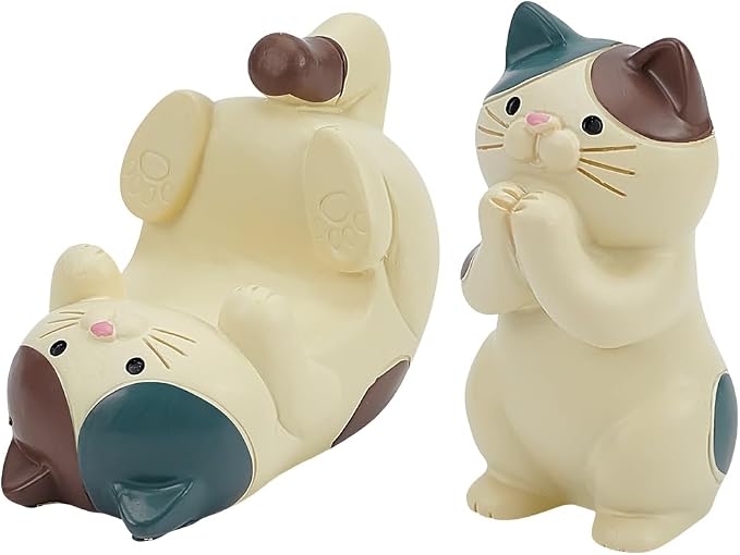 WEBEEDY 2 Styles Cute Cat Phone Stands Holder & Eyeglass Frames Display Stand 2 Sizes Animal Holder Desk Decor Cute Cat Figurine for Office Home Holiday Birthday Gift Idea for Pet Lovers
