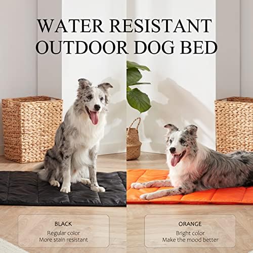 BDEUS Travel Dog Bed, Outdooor Camping Pet Mat, Portable Place Mat with Handle, Easy to Clean, Waterproof & Portable and Odor Resistant Pet Cooling Pad (Large 43" x 25", Black)