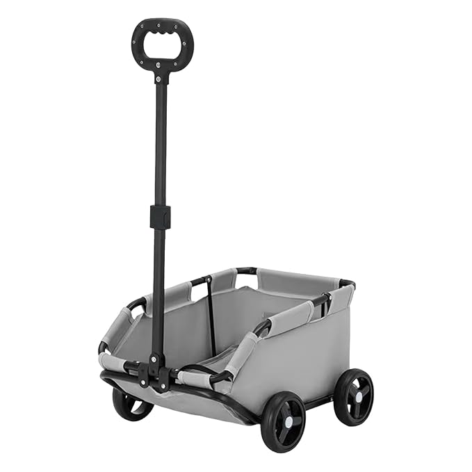Folding Utility Cart,Small Cart 4 Wheels,Travel Shopping Walking Metal Cloth Safe Design Easy Clean Breathable Interior Compact Maneuverable Pull Rod Adjustable