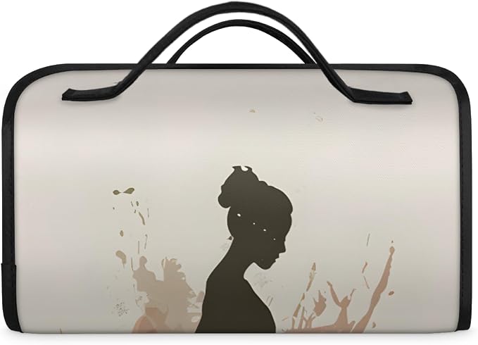 Dance Ballet Makeup Bag for Women Hanging Roll-Up Travel Organizer Toiletry Kit with 4 Removable Compartments, Ballerina