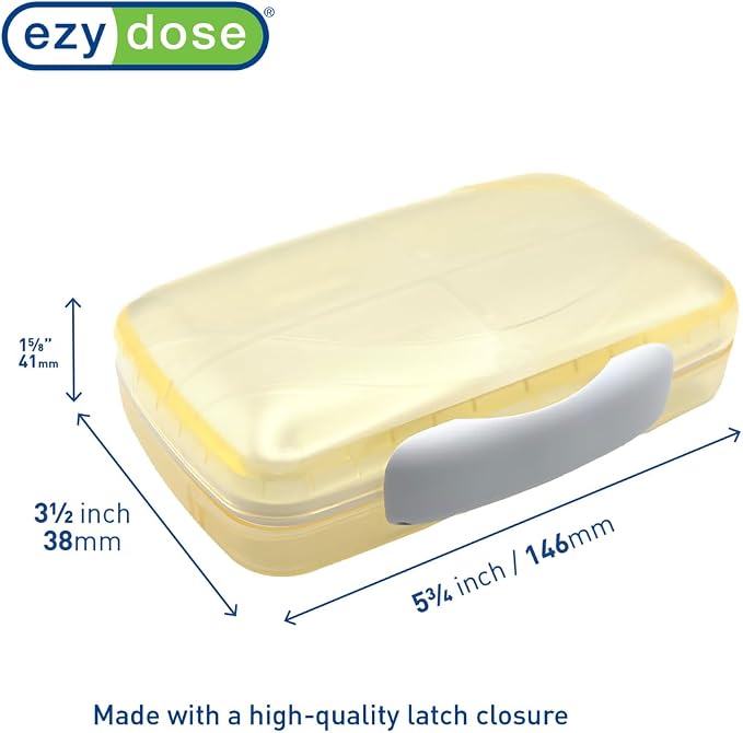Ezy Dose Moisture-Proof Travel Pill Case, 8 Compartments, Cream, Large | Moisture-Proof Pill Case, Medicine Planner, Vitamin Organizer Box, Travel-Friendly, Latch-Closure to Secure Contents