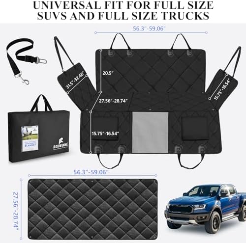 Hard Bottom Dog Truck Seat Cover for Crew Cab Trucks with Blanket
