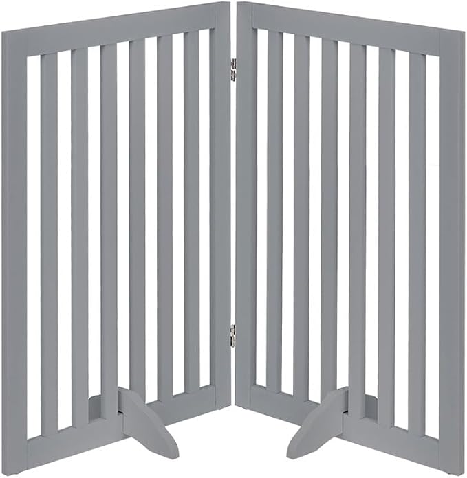 unipaws 36”H Free Standing Pet Gate for Dog Cat, 40”Wide Wooden Dog Gates | Foldable Pet Fence for Doorway, Stairs, Step, Expandable Doggy Barrier, Indoor Use