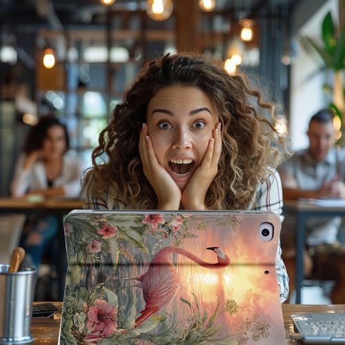 for Microsoft Surface Pro 7 Plus,Surface Pro 7/6/5/4 12.3" Tablet Case,Auto Wake/Sleep,Adjustable Stand Protective Cover - Flamingo Sunset