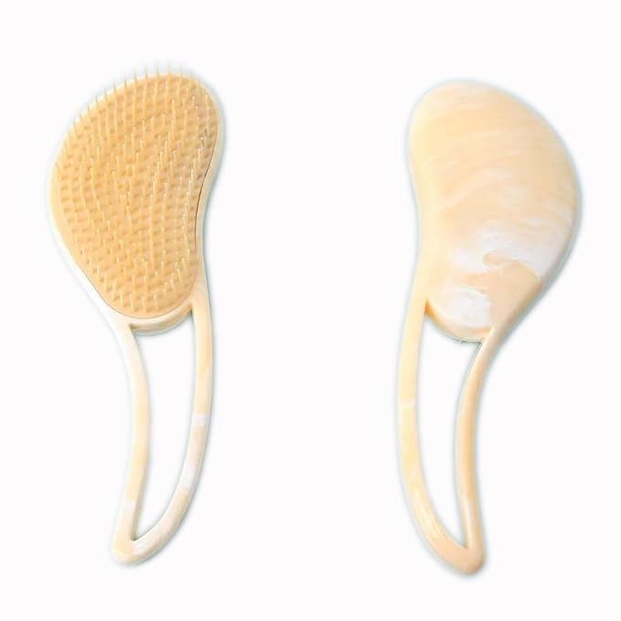 Dog Grooming Brush, Soft Puppy Massage Brush, Pet Hair Bathing Brush Comb, Hangable Grooming Tool for Poodles, Teddy, Yorkies, Maltese, Shih Tzu, Chihuahua (Marble Grain Yellow)