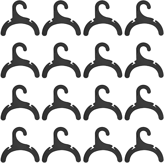 16pcs Pet Clothes Hanger, Black Plastic Apparel Hangers for Dog Cat Mini Clothes Hangers Non-Slip Pet Costume Racks for Pet Puppy Small Clothes Organizer, 6.3x6.4x0.2 inch