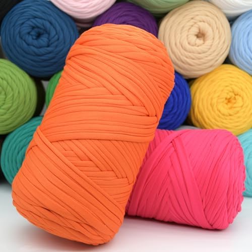 2 Pack Tshirt Yarn for Crochet,Apple Green T Shirt Soft Elastic Fabric Chunky Thick T-Shirt Crochet Yarn for Crocheting Knitting Beginner Hand Knitting Bag/DIY Craft/Home Decor 2 * 400G-Apple Green