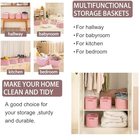 OIAHOMY 4 Pack Storage Baskets for Organizing 15L Cube Storage Bins Pink