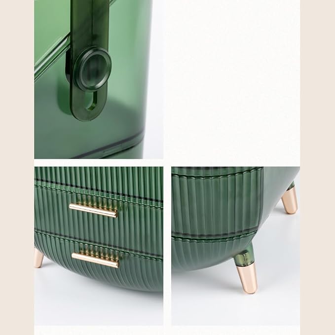Storage Box Transparent Large Makeup Organizer Drawers Portable Handle Waterproof Dustproof