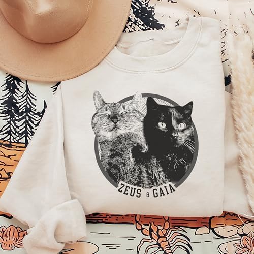 Chillever Personalized Dog Potrait Hoodie, Custom Photo Dog Mom Shirt, Sweatshirt, Gift for Dogs Cat Lovers