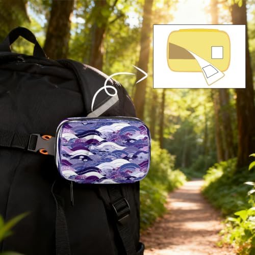 Travel Pill Organizer Purple Wave Flower Texture Small Pill Case