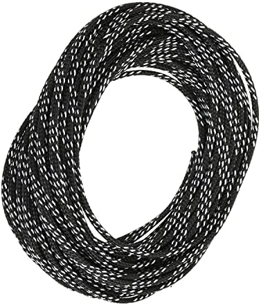 Jutagoss PET Expandable Braided Cable Sleeve, 32.8ft - 3/16 inch Black White Cable Management Sleeve, Wire Loom Tube Cord Protector for USB Cable, Power Cord, Audio Video and More, 1Pc