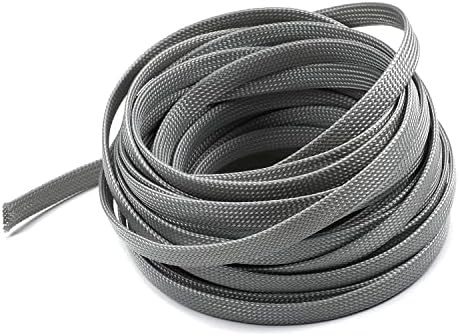 Bettomshin 1Pc 32.8Ft(10m) Cable Management Sleeve, 3/8"(10mm) Width PET Grey Cord Protector, Wire Loom Tube Insulated Split Sleeving for USB Cable Power Cord Organizer Video Cable Hider