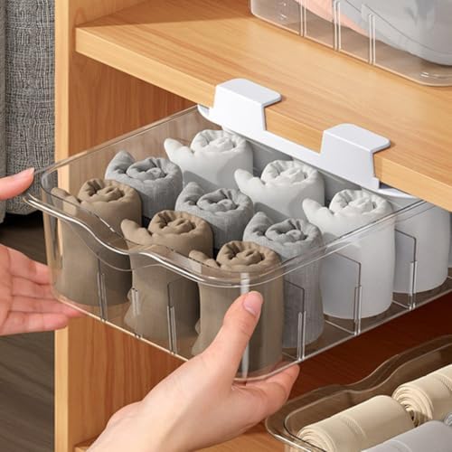 Multi-grid Pet Drawer Organizer with Lid Design for Socks and Underwear, Stable and Practical Storage Box for Closet and Home, Fashionable Compartment Divider for Ties and Small
