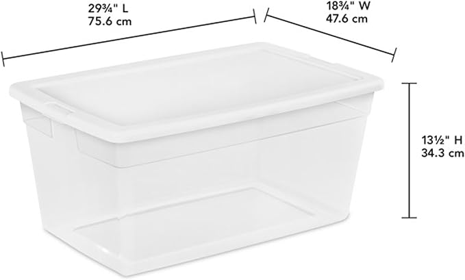 Sterilite Storage Box, Stackable Clear Plastic Bins, 90 Quart, 8-Pack | Heavy-Duty Organizing Containers with Snap-On Lids for Closet, Bathroom, and Office