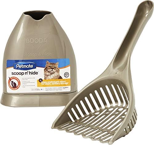 Petmate Scoop N' Hide Cat Litter Scoop with Discreet Holder, Brushed Nickel