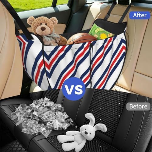 Diagonal Stripe Art Car Seat Organizer-Backseat Storage Bag for Travel | Waterproof Durable. Holds Snacks Gear Essentials. Fits Most Cars.