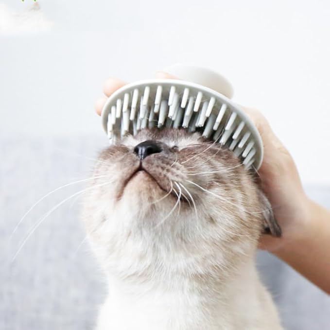 Toyvian Suction Cup Puppy Massage Brush Ergonomic Pet Bathing and Grooming Tool for Cats and Dogs Multi Functional Hair Cleaner and Massager Grey for Dematting and Shedding