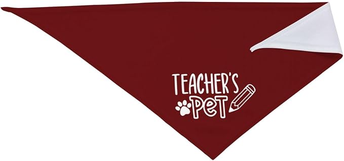 Teacher's Pet Dog Bandana,Funny Bandana Gift,Photo Prop Accessories for Dog Lovers Owner Gift,Triangle Reversible Fall Scarf, Adjustable (Red)