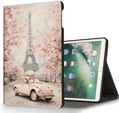 for Microsoft Surface Pro 11/10/9-13" 2024/2022 Tablet Case,Auto Wake/Sleep,Adjustable Stand Protective Cover - Paris Cherry Blossom Eiffel Tower