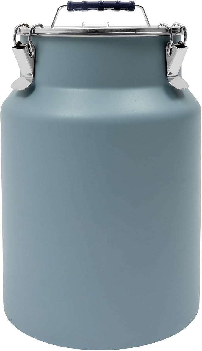 12L Stainless Steel Rice Storage Container with Airtight Lid&Handle, Blue | Secure 3-Buckle Locking Lid, Portable Handle and Wide Opening, Stores Rice, Flour, Pet Food, Tea, Oil, Milk, Grains