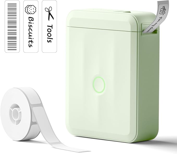 NIIMBOT D110 Label Maker Machine, Bluetooth Thermal Label Printer for School Home Office Organization, Mini Thermal Printer, Label Maker with 1 Label Tape, Green