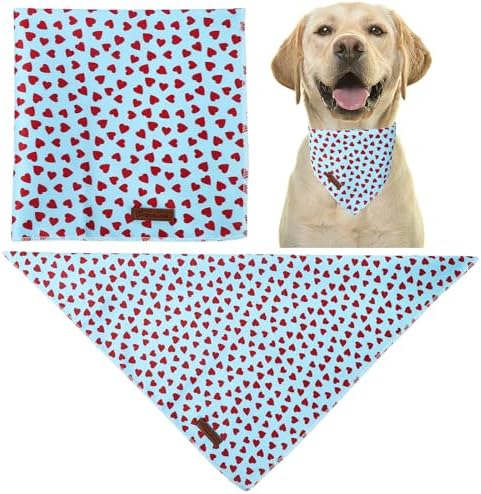 Valentine's Dog Bandana, UP URARA PUP Soft Cotton Adjustable Pet Scarf for Small, Medium, and Large Dogs, Cute and Comfortable Dog Accessory,L