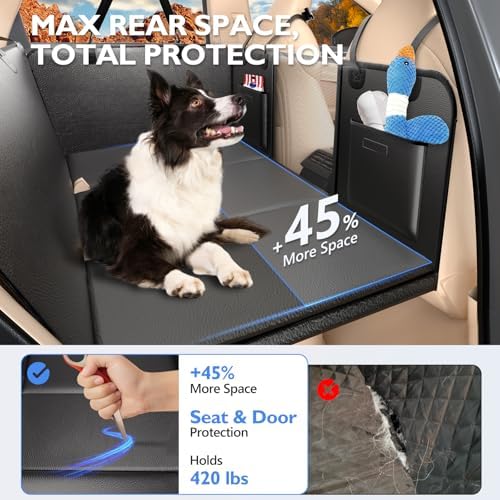 Hard Bottom Dog Car Seat Cover for Back Seat, PU Leather Extender