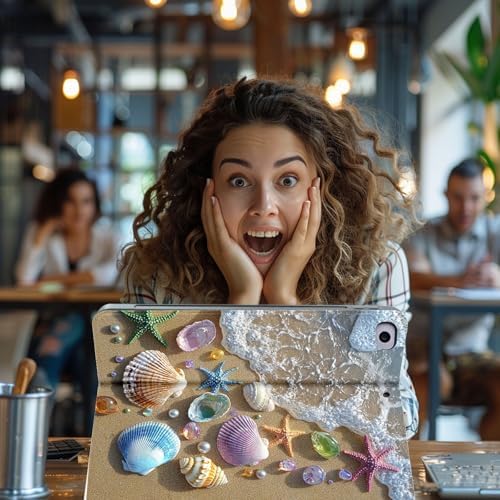 for Microsoft Surface Pro 11/10/9-13" 2024/2022 Tablet Case,Auto Wake/Sleep,Adjustable Stand Protective Cover - Ocean Shell Starfish