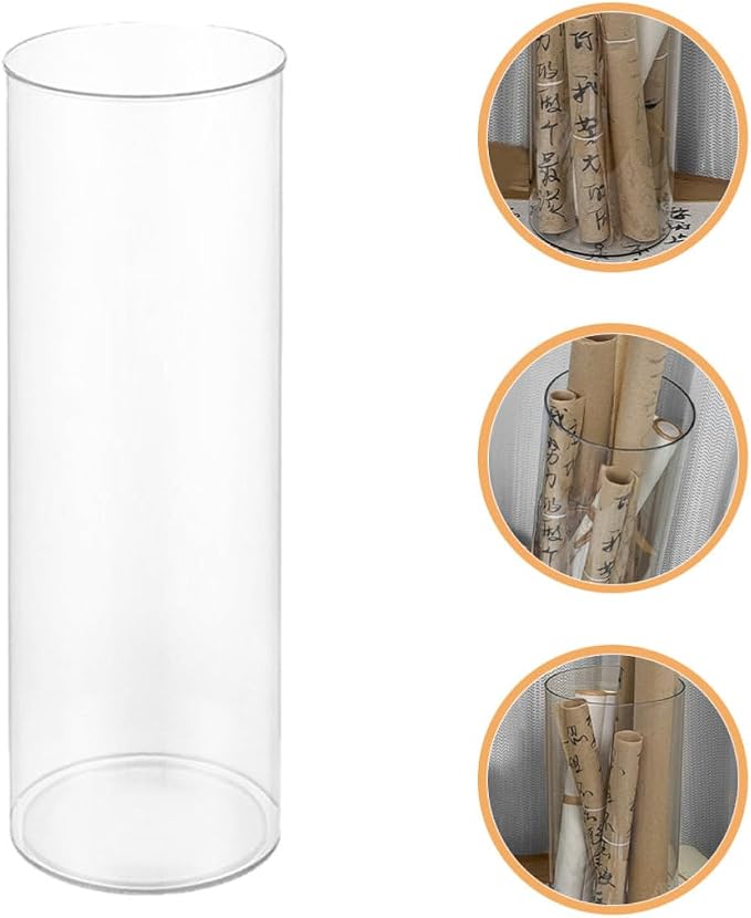 Plastic Cylinder Organizer for Brushes and Cards, Versatile Pet Art Supply Container Elegant Design, for Study Rooms and Office Organization