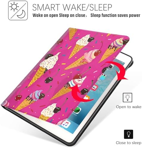 Tablet Case for iPad 11th A16 2025 (11 Inch)/10th Generation 2022 (10.9 Inch),Shockproof Protective Cover with Stand,Auto Wake/Sleep,Ice Cream Cherry Pattern
