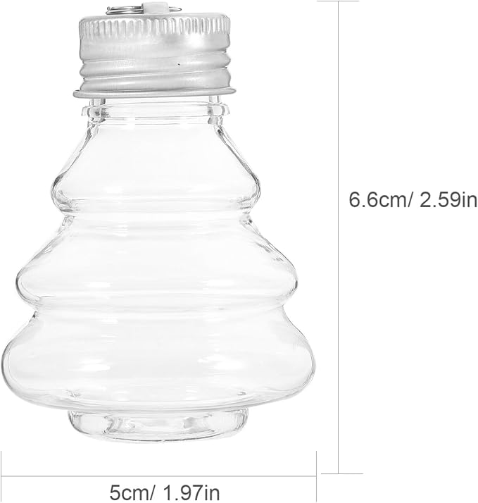 MAGICLULU 10pcs Christmas Tree Shaped Drink Containers Refillable Pet Juice Bottles for Candy Storage Festive Ornaments with for Holiday Decorations