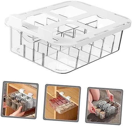PRETYZOOM Type Underwear and Sock Organizer Box Multi Functional Storage for Closet Easy Installation Pet Material Compartment Divider for Neat Arrangement