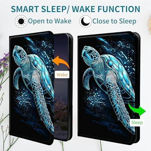 Case for Samsung Galaxy Tab S7 FE 2021/S7 Plus 2020/S8 Plus 2022 12.4 Inch, 360 Degree Rotating Stand with Multi-Angle Vertical Shockproof Protective Shell for Women Men, Blue Black Turtle