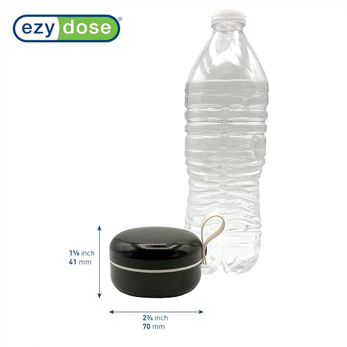 Ezy Dose Mini Vitamin Organizer, Multi Compartments, Black & Cream, Small | Portable and Compact Design, Easy Access Sliding Pill Dispenser, Supplement Organizer with Anti-Mix Design, Travel Friendly
