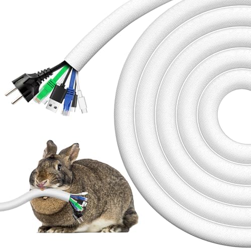 AGPTEK Cable Sleeve, 20ft - 4/5 inch Dog Cat Cord Protector for Pets, White