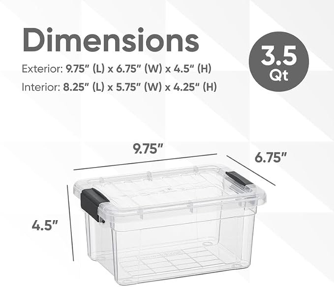 Superio 3.4 Quart Clear Plastic Storage Boxes with Lids, Stackable Organizer Containers, BPA-Free Storage Bins for Home, Office, School & Dorm, 18 Pack