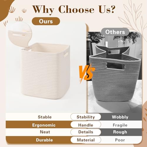 11 Inch Storage Cubes, 6 Pack Cube Storage Bins for Organizing, Cotton Rope Woven Baskets for Shelves, Bathroom, Kids Room, Closets, Baby Nursery
