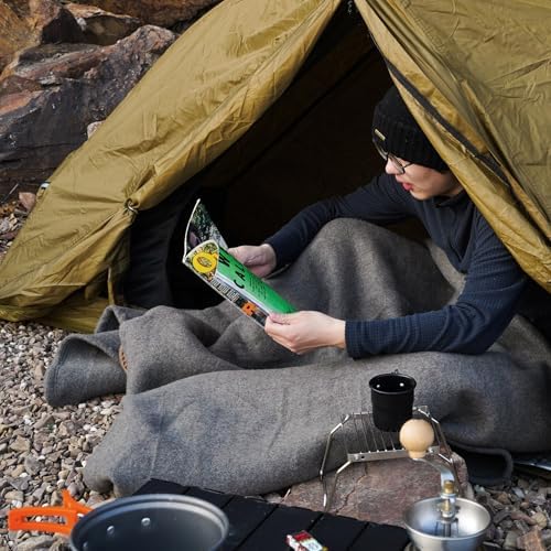 REDCAMP Wool Blanket, Warm and Thick Wool Camping Blanket, Grey | Great for Outdoors, Camping, Stadium Blanket, Picnics, Travel and Car, Machine Washable 86"x 63"