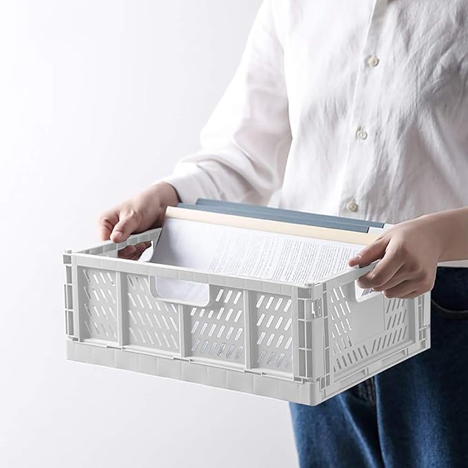 Phyllia 4 PC Baskets Plastic for Shelf Home Kitchen Storage Bin Organizer, Stackable Container Crate for Bedroom Bathroom Office Clothes Beauty(White, 13.3x10.2x5.1)