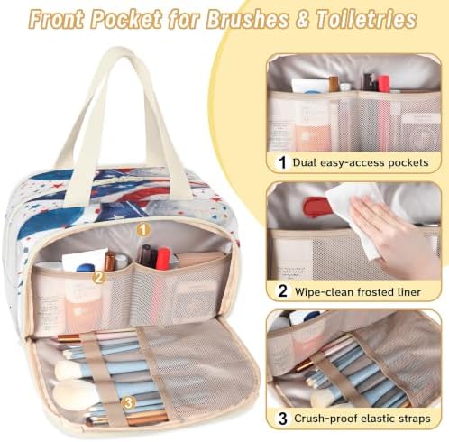 4th of July Travel Toiletry Bag for Women