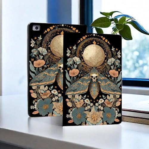 for Microsoft Surface Pro 11/10/9-13" 2024/2022 Tablet Case,Auto Wake/Sleep,Adjustable Stand Protective Cover - Skull Moth Moon Flower
