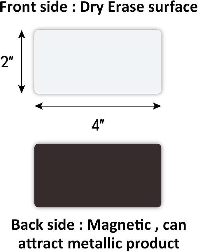 Dry Erase Magnetic Labels 4x2 Inch White, Reusable Magnetic Dry Erase Labels for Classroom Office Whiteboards，Pack of 40