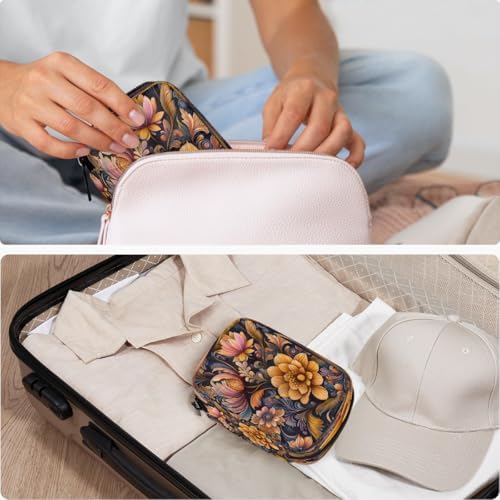 Pill Organizer Box Ethnic Style Retro Pattern 7-Day Weekly Medicine Pill Case Travel Pill Container Portable Pill Holder Storage Purse Bag Small Compact Size for Vitamin Supplement Birth Control