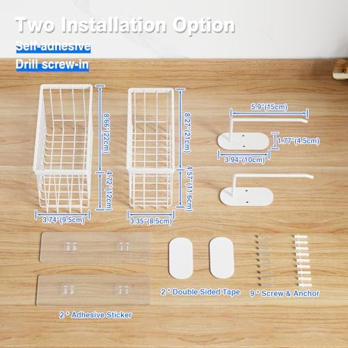 Mustorn 4 Pack Adhesive Cabinet Door Organizer, Lid Organizers Inside Cabinet Food Container/Tumbler Lid Organizer and Storage Cup Lids Holder for Kitchen & Bathroom Wall Mounted(White)